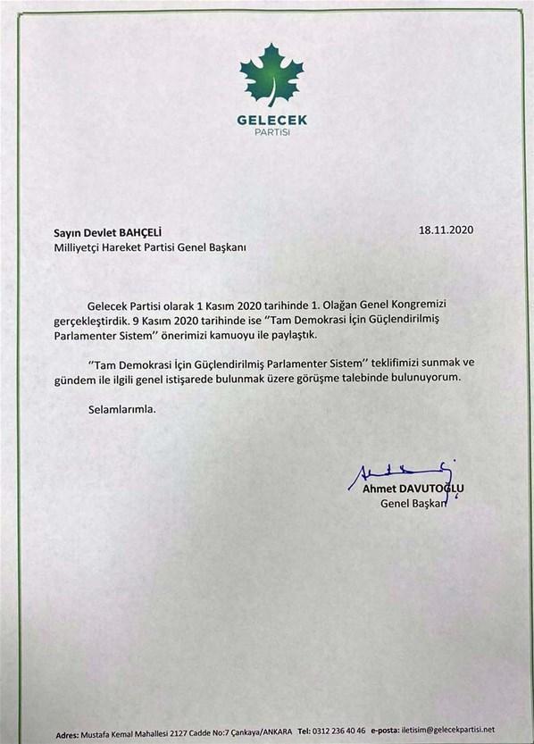 MHP lideri Bahçeli, Gelecek Partisi lideri Davutoğlunun görüşme talebini reddetti