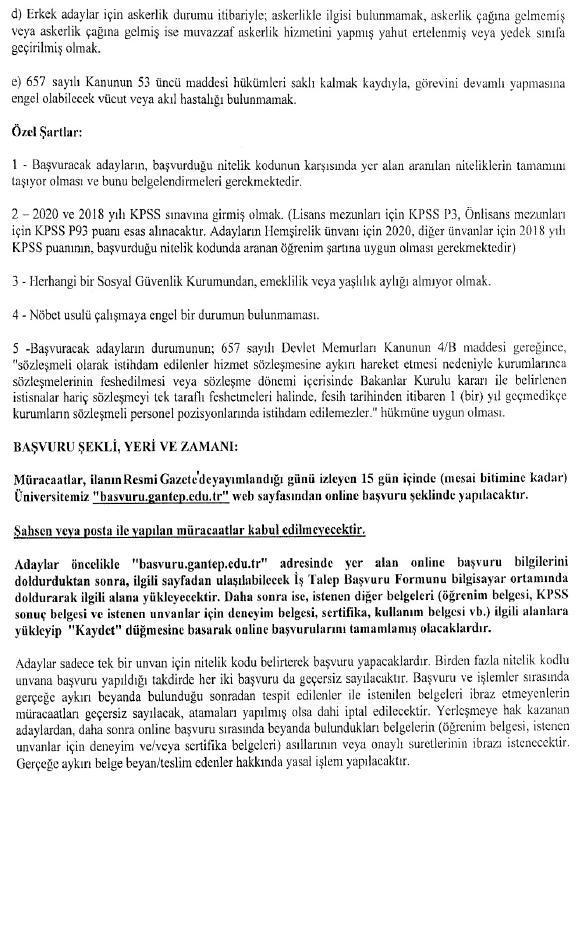 Gaziantep Üniversitesi 206 sözleşmeli sağlık personeli alıyor