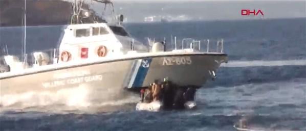 Ege Denizinde Yunanistanın skandal görüntüleri ortaya çıktı