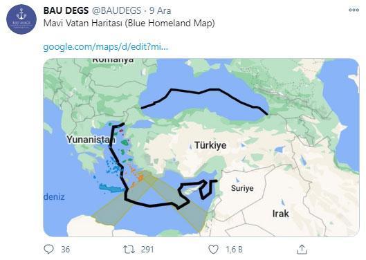 Türkiyenin Mavi Vatan haritası Googleda yayınlandı