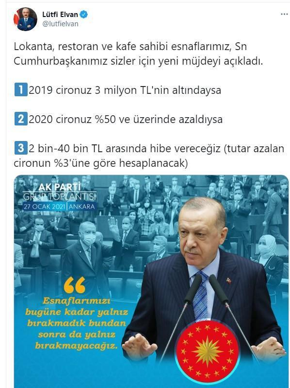 Lokanta, restoran ve kafelere destek ödemesi yapılacak, Cumhurbaşkanı Erdoğan duyurdu...