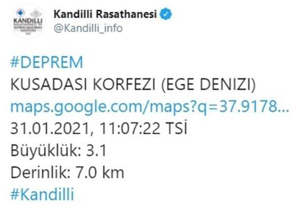 Kuşadasında korkutan deprem Şiddeti...