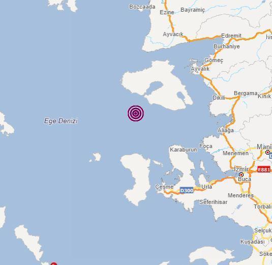 Ege Denizinde 4.7 büyüklüğünde deprem