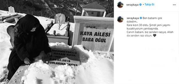 Ünlü oyuncu Seray Kaya yeni yaşında babasının mezarındaydı