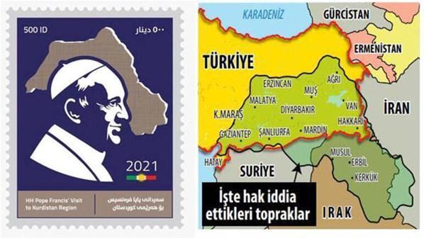 Tarihi Papa ziyaretinde büyük skandal Puldaki rezalet: Büyük Kürdistan haritası...