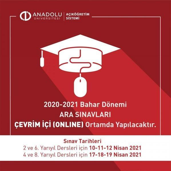AÖF ara sınav tarihleri 2021… Belli oldu İşte online Anadolu Üniversitesi Açıköğretim bahar dönemi sınav tarihleri