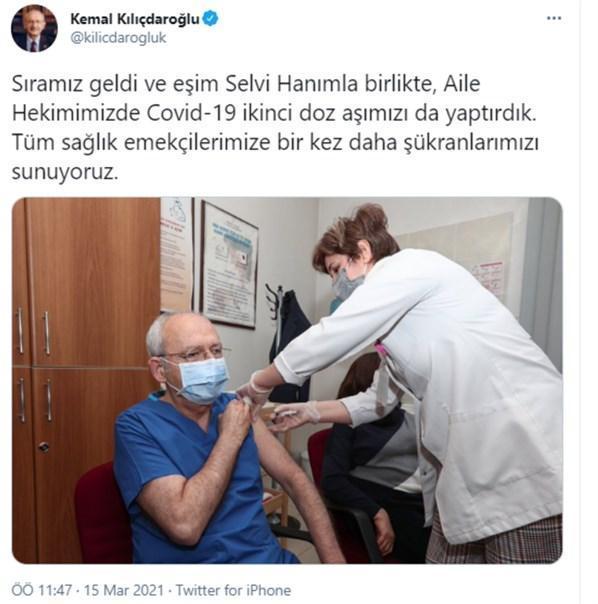 Kılıçdaroğlu ikinci doz koronavirüs aşısını oldu
