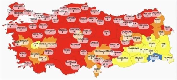 Türkiye risk haritası güncellendi mi Hangi iller kırmızı oldu, düşük orta ve yüksek riskli iller hangileri İşte il il 29 Mart yeni risk haritası…