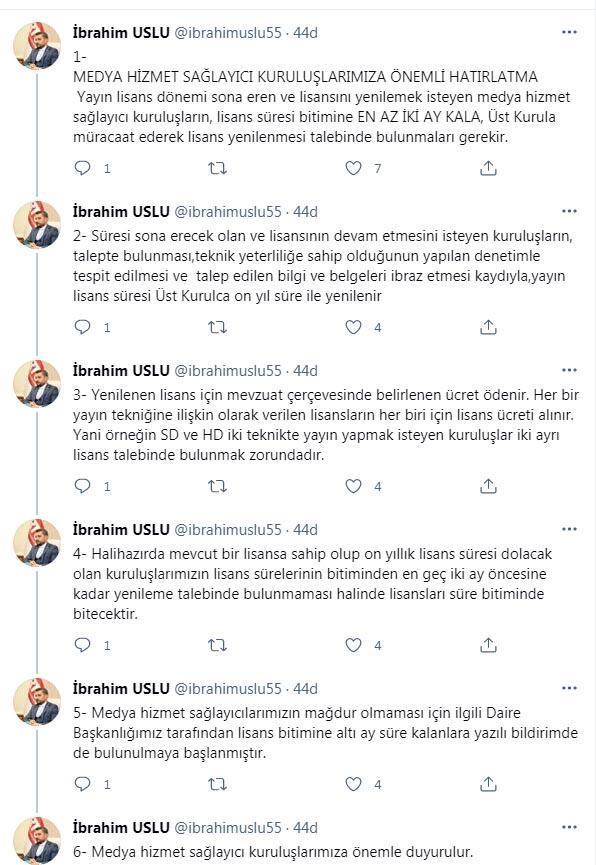 RTÜKten lisans yenileme süresi hatırlatması