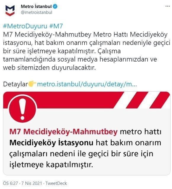 Mecidiyeköy Mahmutbey metro hattı ne zaman açılacak Metro neden çalışmıyor