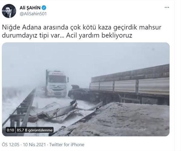 AK Parti Gaziantep Milletvekili Ali Şahin kaza geçirdi