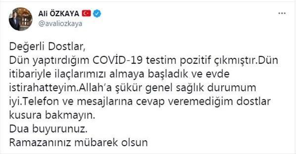 AK Partili vekil Ali Özkaya, koronavirüse yakalandı
