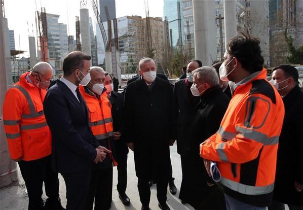 Cumhurbaşkanı Erdoğan, yapımı devam eden Levent Camisini inceledi