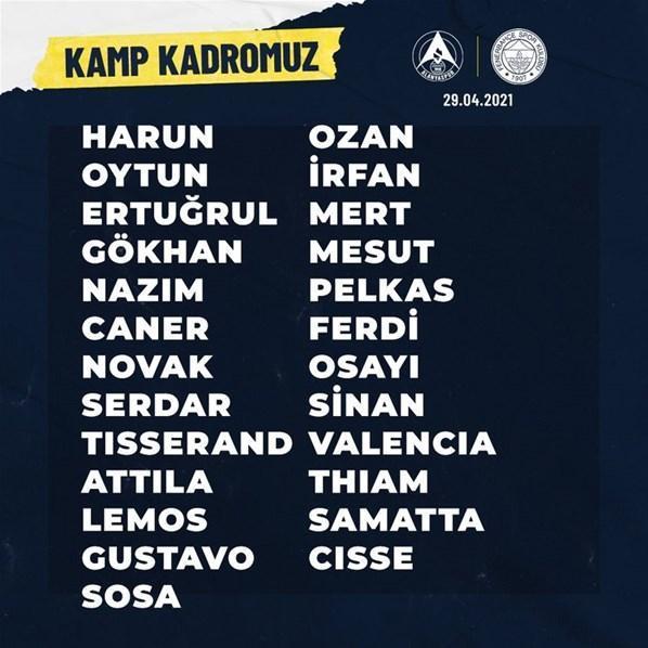 Fenerbahçenin Antalyaspor kadrosu açıklandı Mesut Özil...