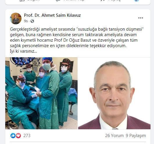 Ameliyatta aniden fenalaşan doktor, operasyonu böyle tamamladı