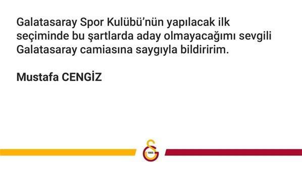 Galatasaray Başkanı Mustafa Cengiz seçimde aday olmayacağını açıkladı