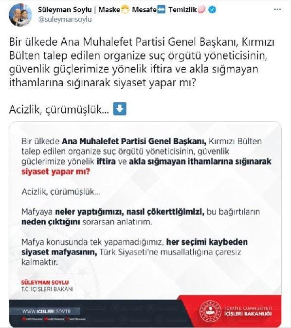 İçişleri Bakanı Soyludan Kılıçdaroğluna yanıt Mafya konusunda tek yapamadığımız...