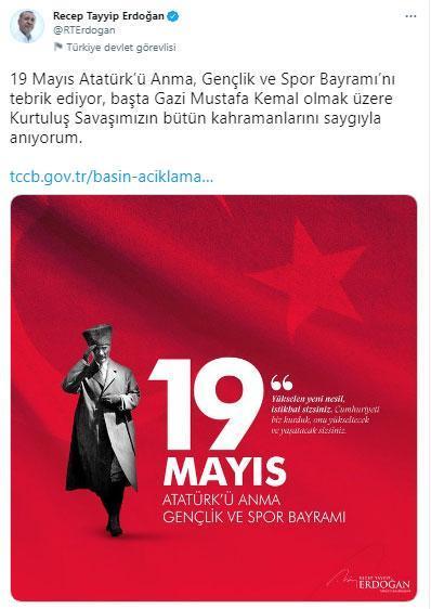 Cumhurbaşkanı Recep Tayyip Erdoğandan 19 Mayıs mesajı