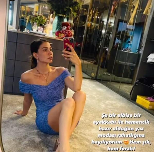 Demet Özdemirden süper mini elbisesiyle ayna pozu