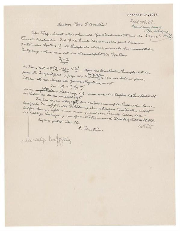 Einsteinın el yazısı mektubu 1,2 milyon dolara satıldı