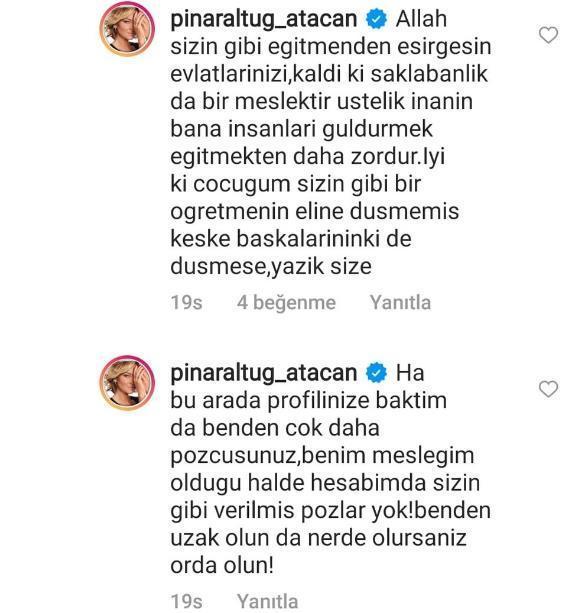 Pınar Altuğdan takipçisine sert yanıt: Allah sizin gibi birinden esirgesin...
