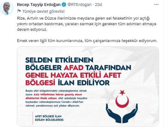 Cumhurbaşkanı Erdoğandan Afet bölgesi hakkında flaş açıklama...