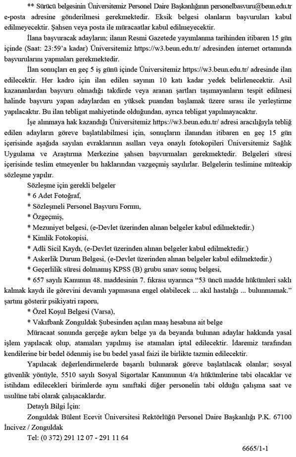 Bülent Ecevit Üniversitesi en az lise mezunu 36 personel alacak İşte başvuru şartları