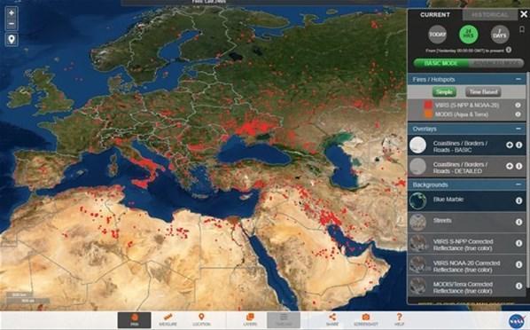 Yangın haritası son durum Türkiye NASA Fire Map nedir Canlı NASA yangın haritası
