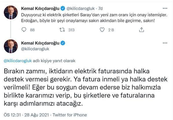 CHP lideri Kılıçdaroğlu: Ya fatura inmeli ya halka destek verilmeli
