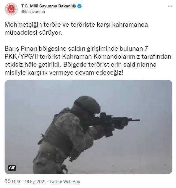 7 PKK/YPGli terörist etkisiz hale getirildi