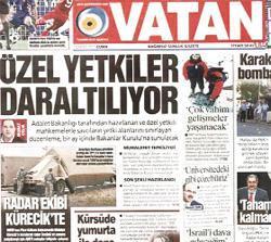 Vatan’ın 14 Ekim 2011 tarihli manşeti