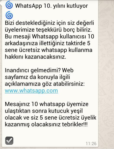Yeni Whatsapp Kandırmacası