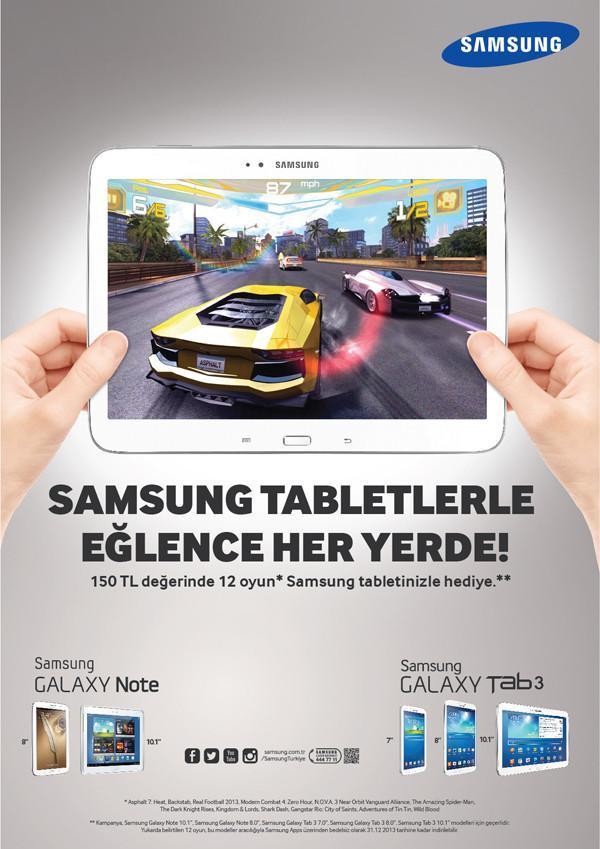 Samsung tabletlerle oyun keyfinin yaşayın