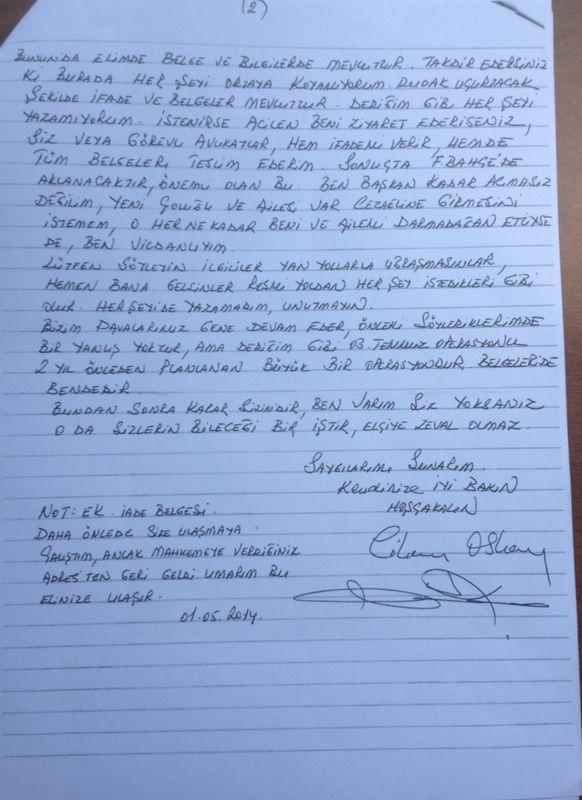 Cihan Oskaydan mahkemeye mektup