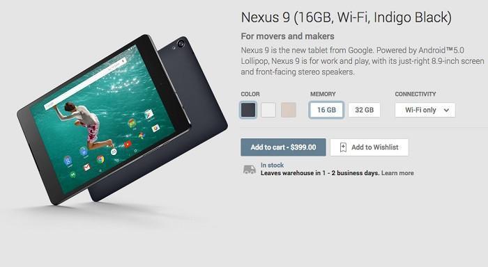 Nexus 9 Google Playda listelendi