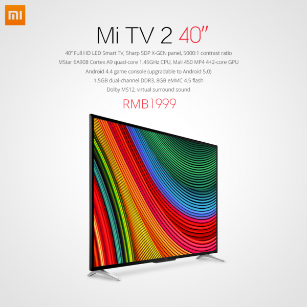 Xiaomi Mi TVnin 40-inç Full HD sürümü tanıtıldı