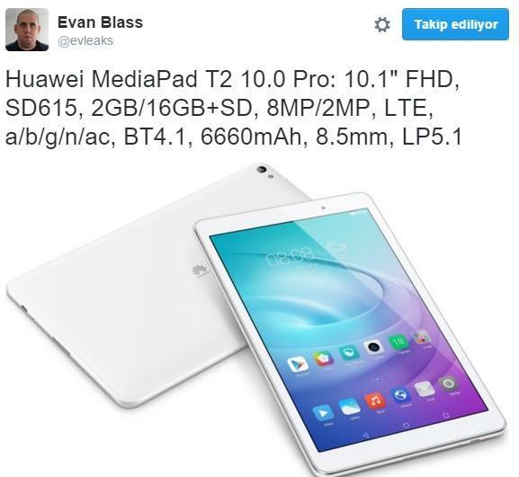Huaweiin yeni tableti: MediaPad T2 10.0 Pro