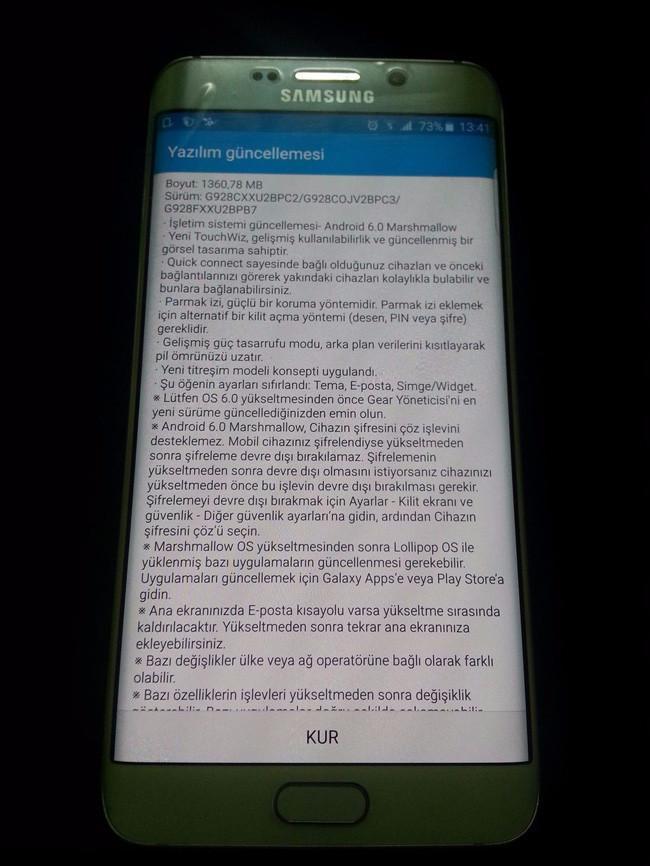 Galaxy S6 Edge+ Android 6.0 Marshmallow güncellemesi Türkiyede