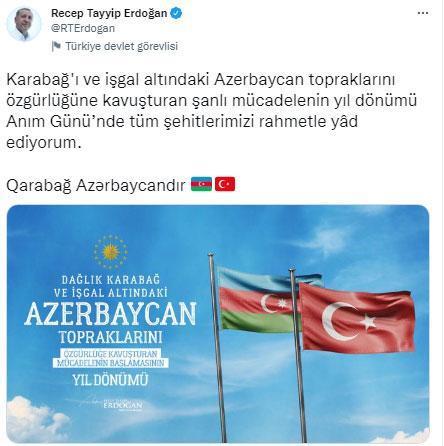 Cumhurbaşkanı Erdoğandan Azerbaycan mesajı