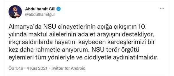 Bakan Gül: NSU terör örgütü eylemleri tüm yönleriyle aydınlatılmalı