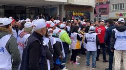 Sendikanın grev kararı aldığı Çorlu Belediyesi önünde protesto