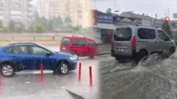 Ankara'da sağanak yağışlar etkili oldu! Araçlar yolda kaldı, iş yerlerini su bastı