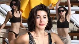Nesrin Cavadzade fit haliyle plajı kasıp kavurdu