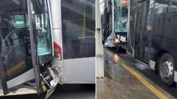 Küçükçekmece'de iki metrobüs çarpıştı!