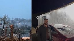 Tokat'ta bahar mevsiminde kar sürprizi