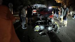 SUV araç ile motosiklet kafa kafaya çarpıştı kazada 1 kişi yaralandı