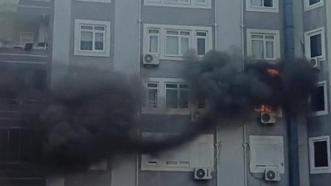 Apartmanda çıkan yangın paniğe neden oldu