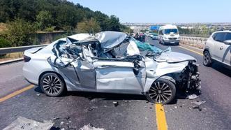 Tekirdağ'da tırla otomobilin çarpıştığı kazada 1 kişi yaralandı