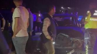 Otomobil koyun sürüsüne daldı sürücü yaralandı, çok sayıda koyun telef oldu