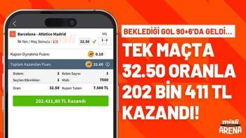 Beklediği gol 90+6’da geldi… Tek maçta 32.50 oranla 202 bin 411 TL kazandı